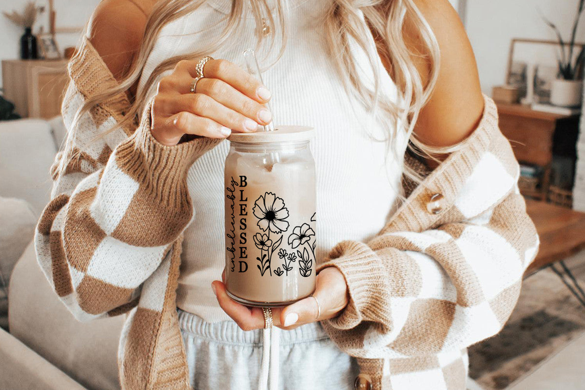 Blessed 16oz Tumbler Cup With Bamboo Lid And Straw,