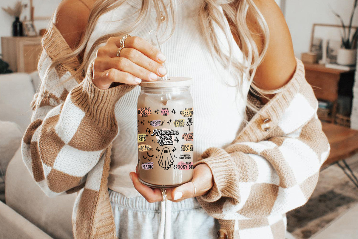 Ghosts Affirmation 16oz Tumbler Cup With Bamboo Lid And Straw,