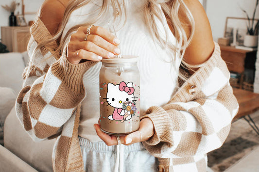 Hello Kitty 16oz Tumbler Cup With Bamboo Lid And Straw,