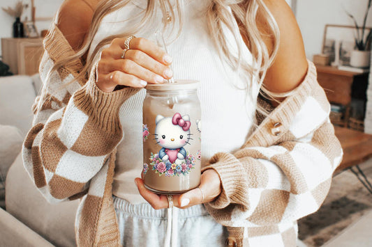 Hello Kitty 16oz Tumbler Cup With Bamboo Lid And Straw,