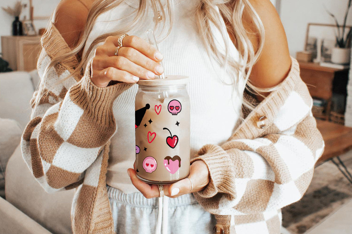 Kuromi Tumbler Glass Cup With Lid And Straw