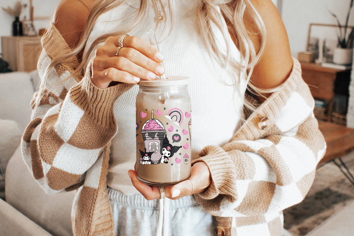 Kuromi 16oz Tumbler Cup With Bamboo Lid And Straw,