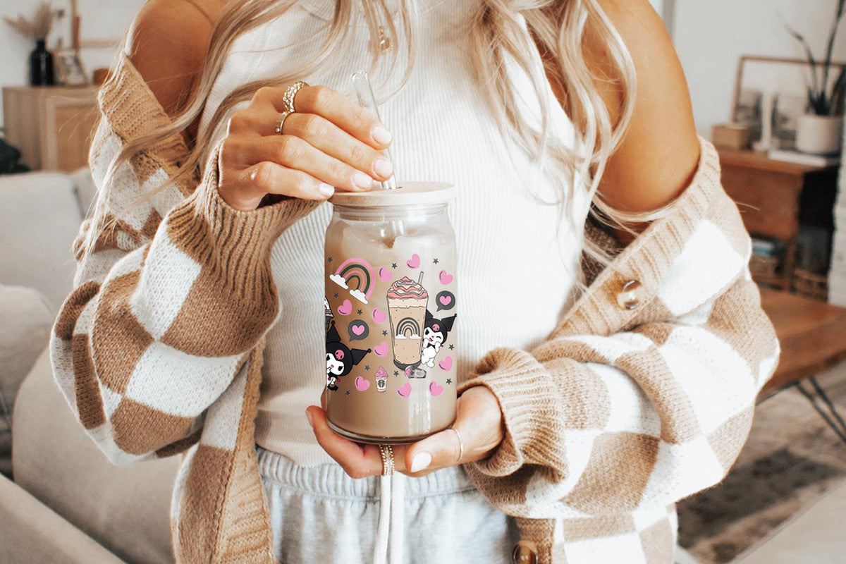 Kuromi 16oz Tumbler Cup With Bamboo Lid And Straw,