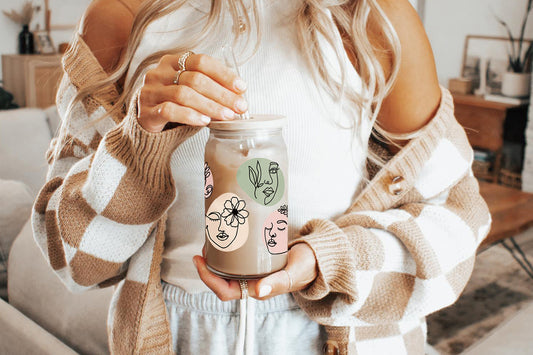 Picasso Style Faces 16oz Tumbler Cup With Bamboo Lid And Straw,