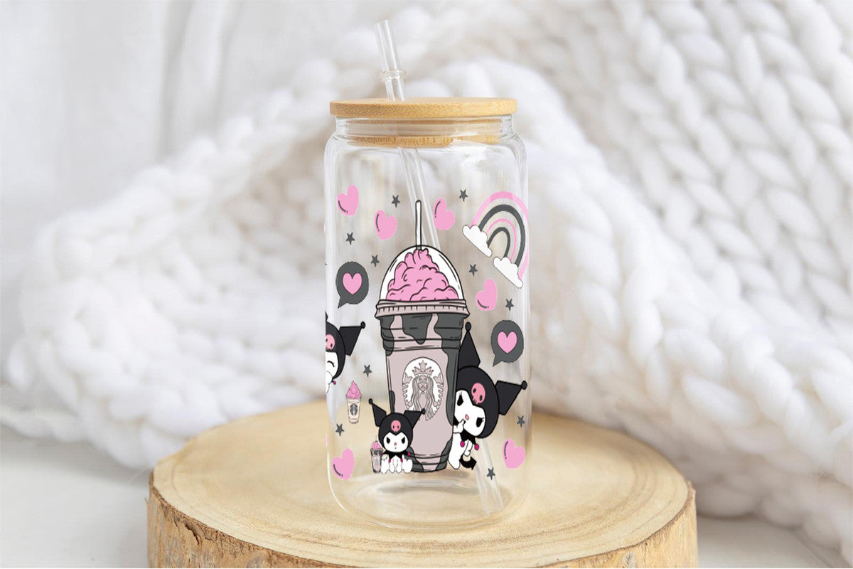 Kuromi 16oz Tumbler Cup With Bamboo Lid And Straw,