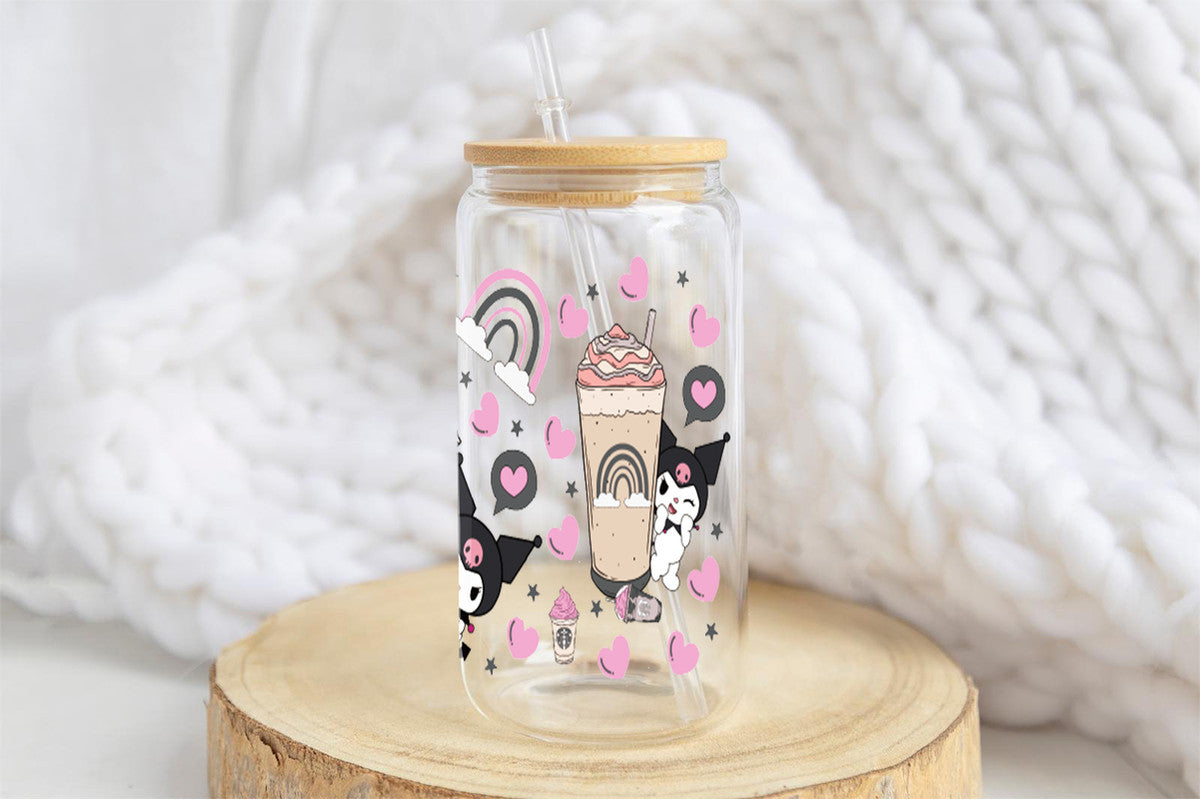 Kuromi 16oz Tumbler Cup With Bamboo Lid And Straw,