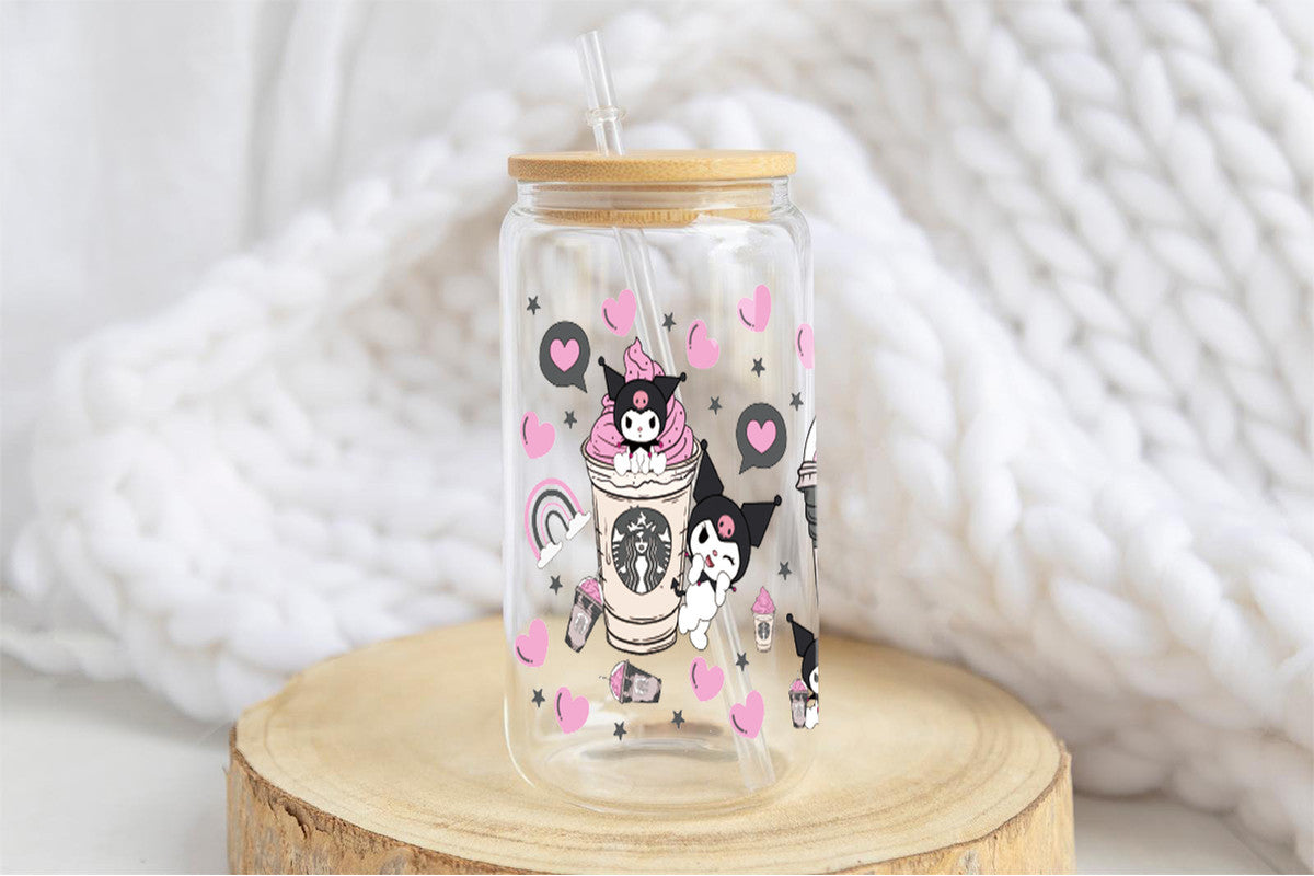 Kuromi 16oz Tumbler Cup With Bamboo Lid And Straw,