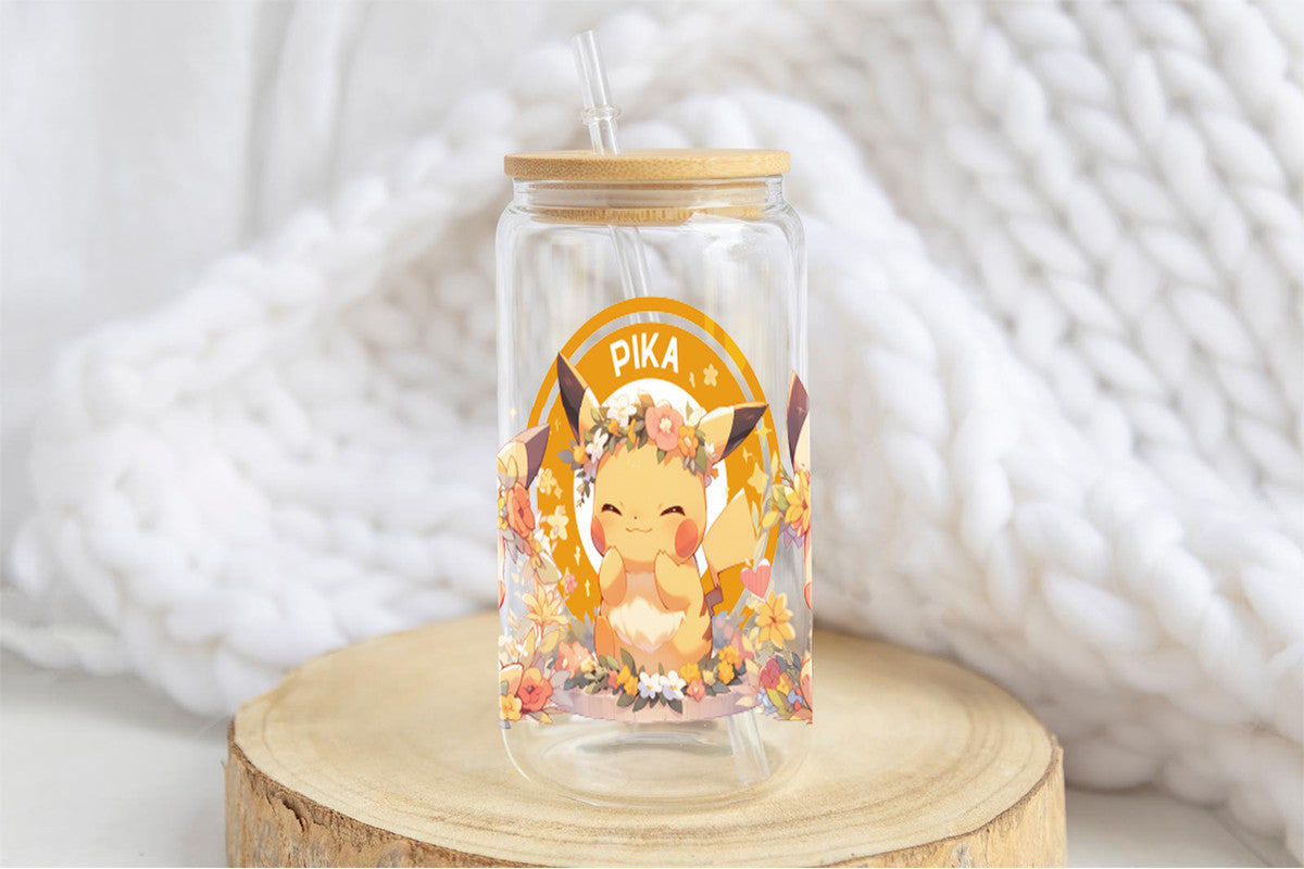 Pikachu 16oz Tumbler Cup With Bamboo Lid And Straw,