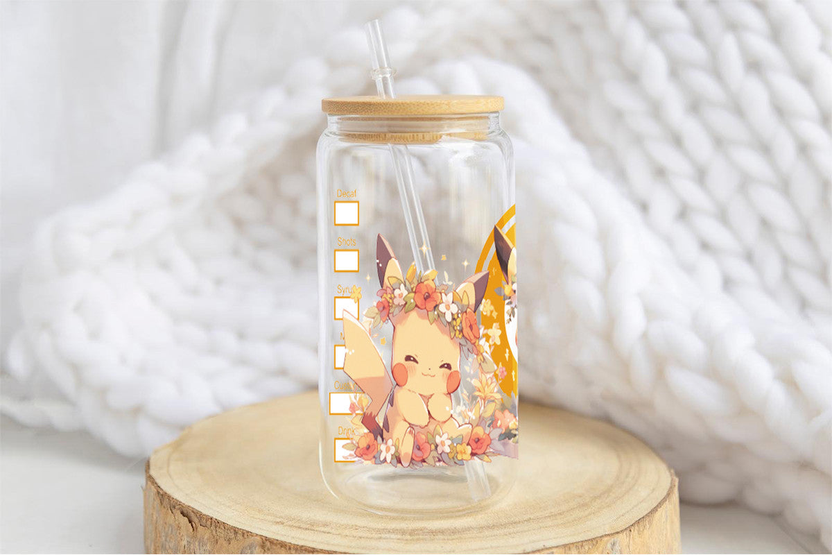 Pikachu 16oz Tumbler Cup With Bamboo Lid And Straw,