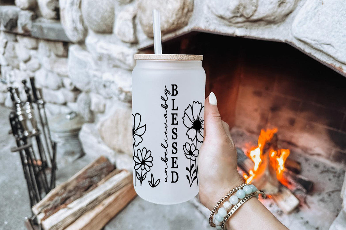 Blessed 16oz Tumbler Cup With Bamboo Lid And Straw,