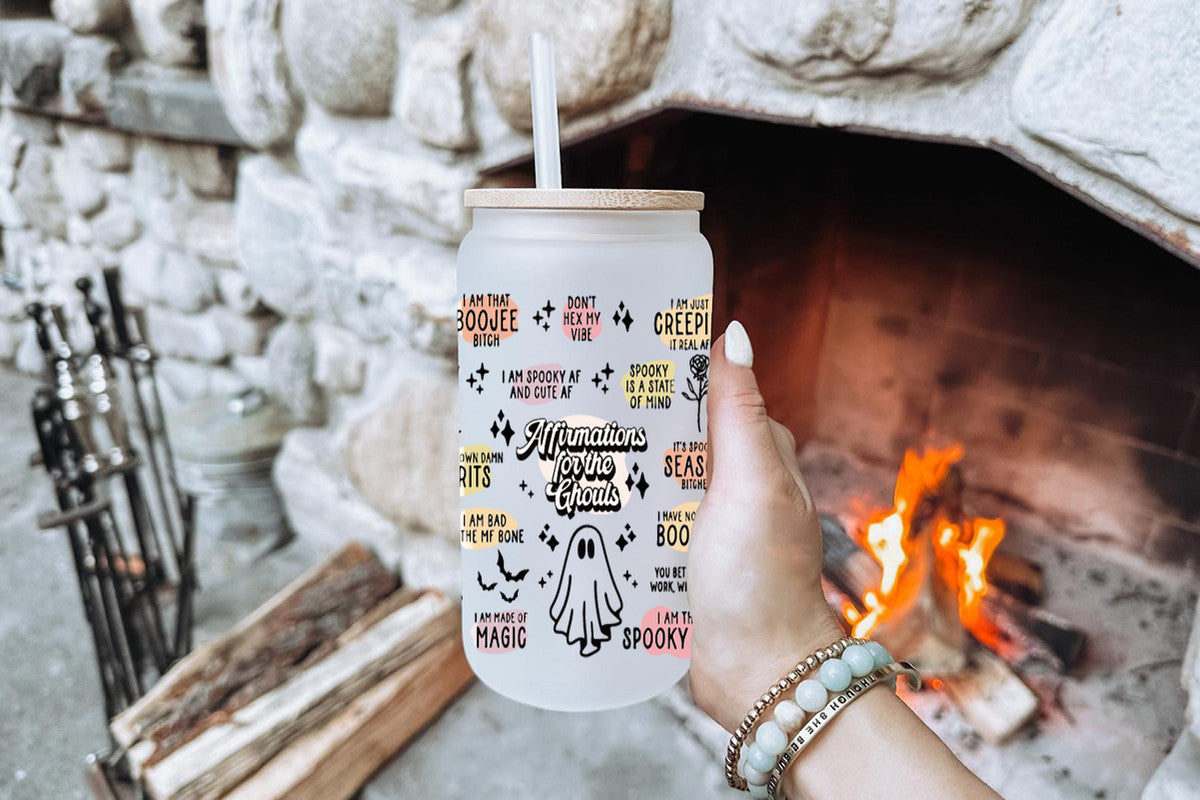 Ghosts Affirmation 16oz Tumbler Cup With Bamboo Lid And Straw,
