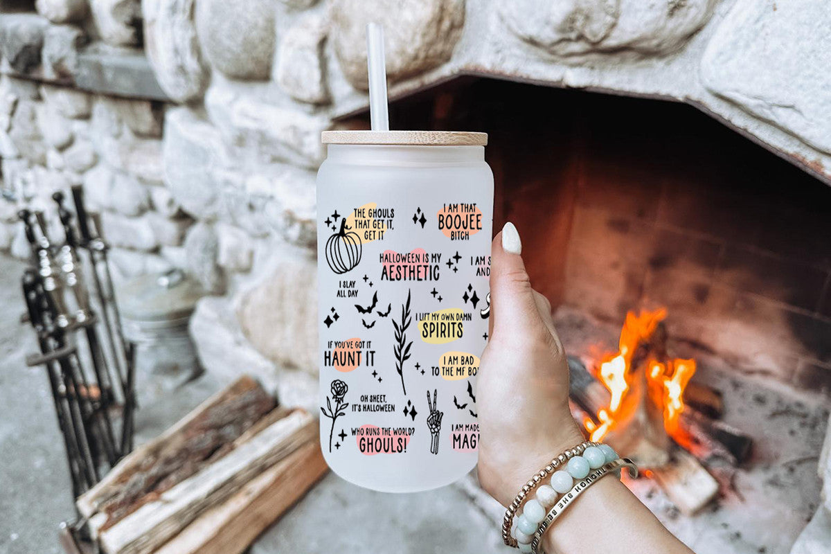 Ghosts Affirmation 16oz Tumbler Cup With Bamboo Lid And Straw,