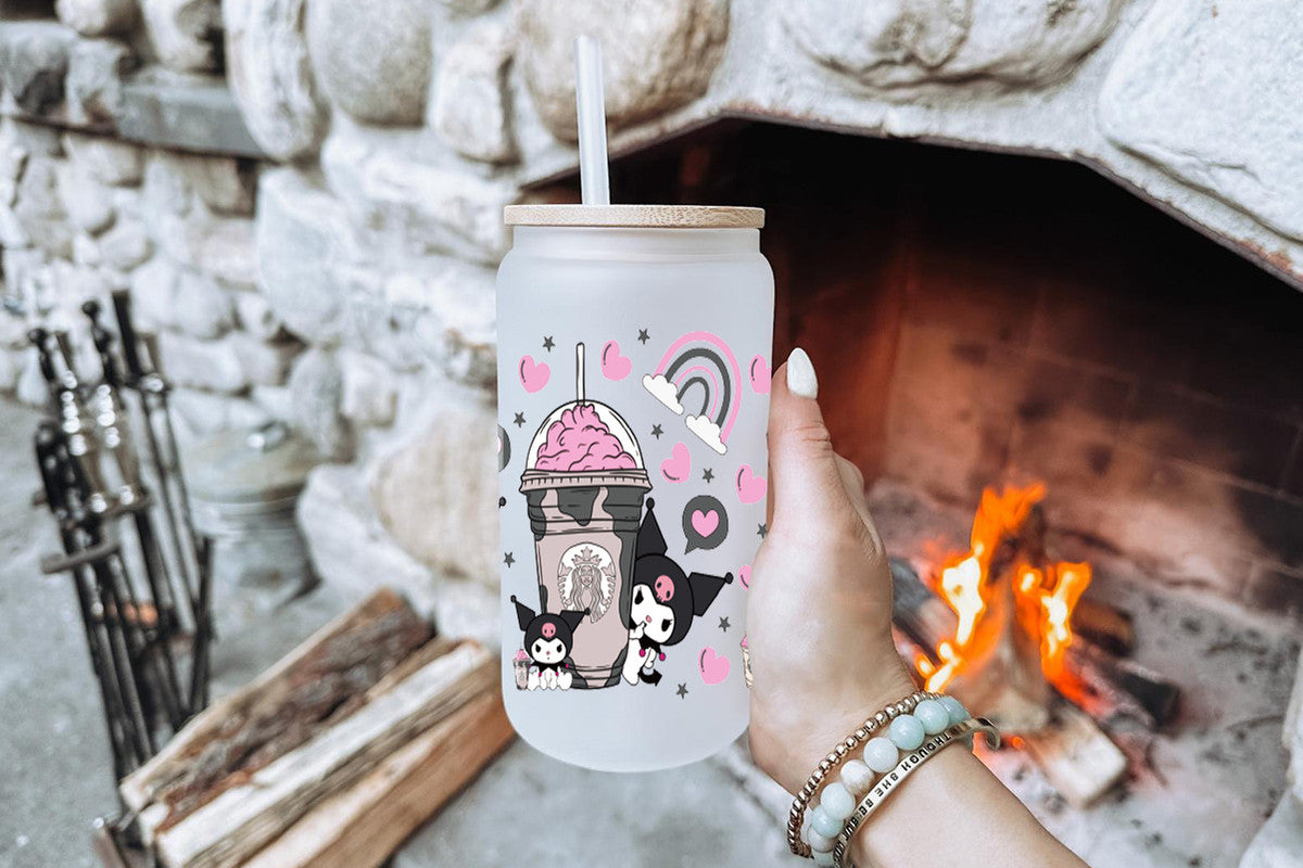 Kuromi 16oz Tumbler Cup With Bamboo Lid And Straw,