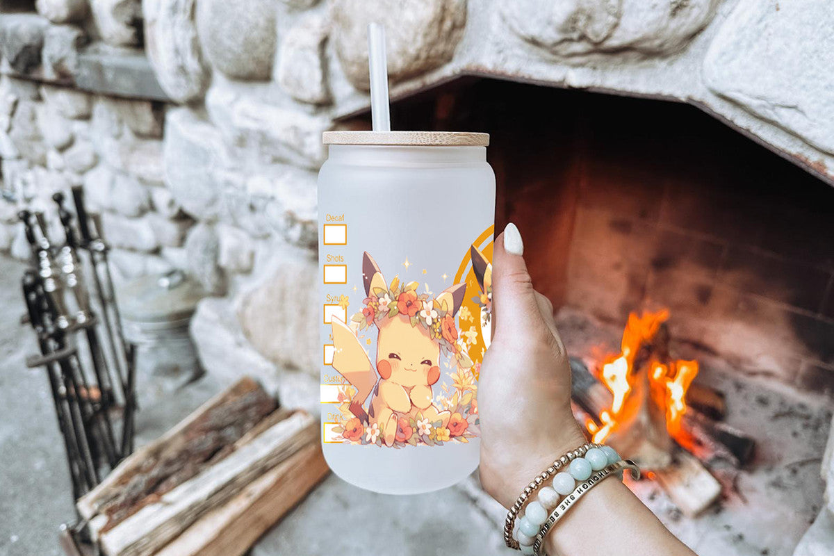 Pikachu 16oz Tumbler Cup With Bamboo Lid And Straw,