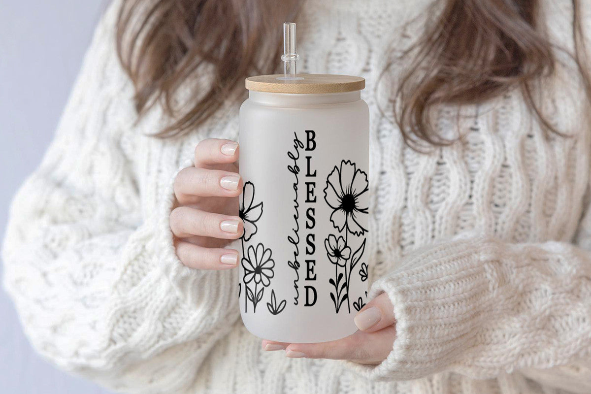 Blessed 16oz Tumbler Cup With Bamboo Lid And Straw,