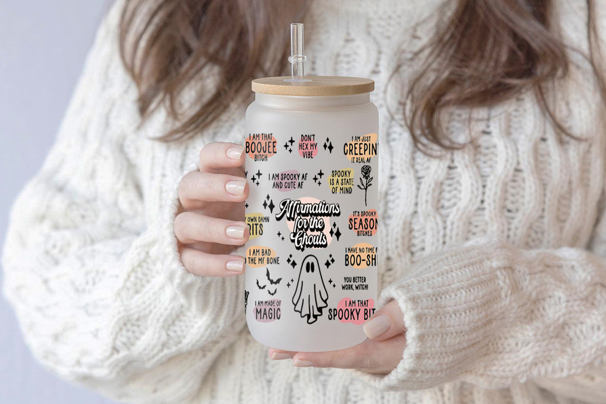 Ghosts Affirmation 16oz Tumbler Cup With Bamboo Lid And Straw,