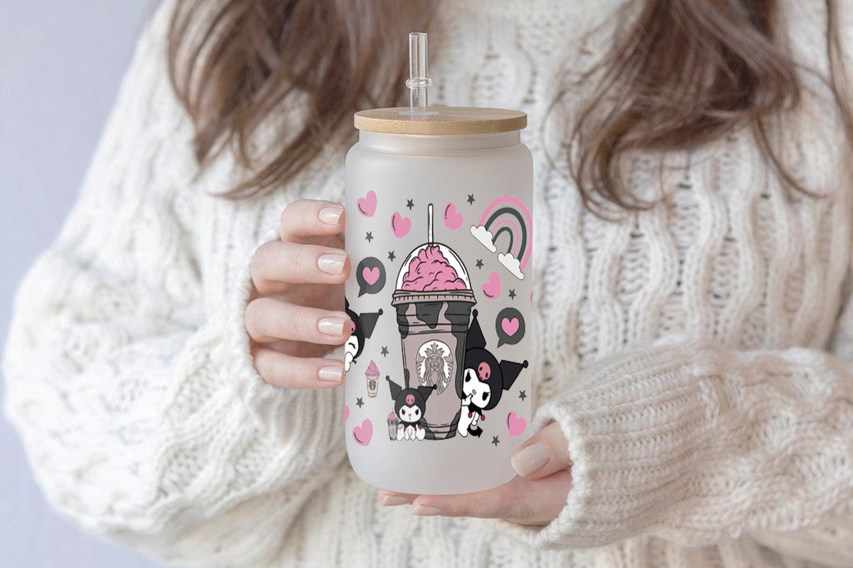 Kuromi 16oz Tumbler Cup With Bamboo Lid And Straw,