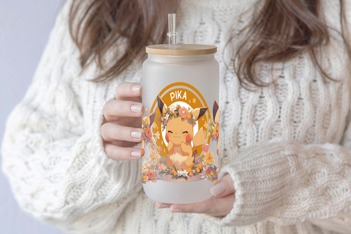 Pikachu 16oz Tumbler Cup With Bamboo Lid And Straw,