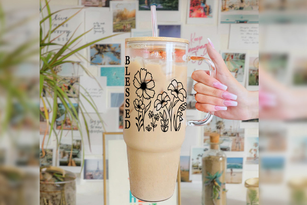 Blessed 16oz Tumbler Cup With Bamboo Lid And Straw,