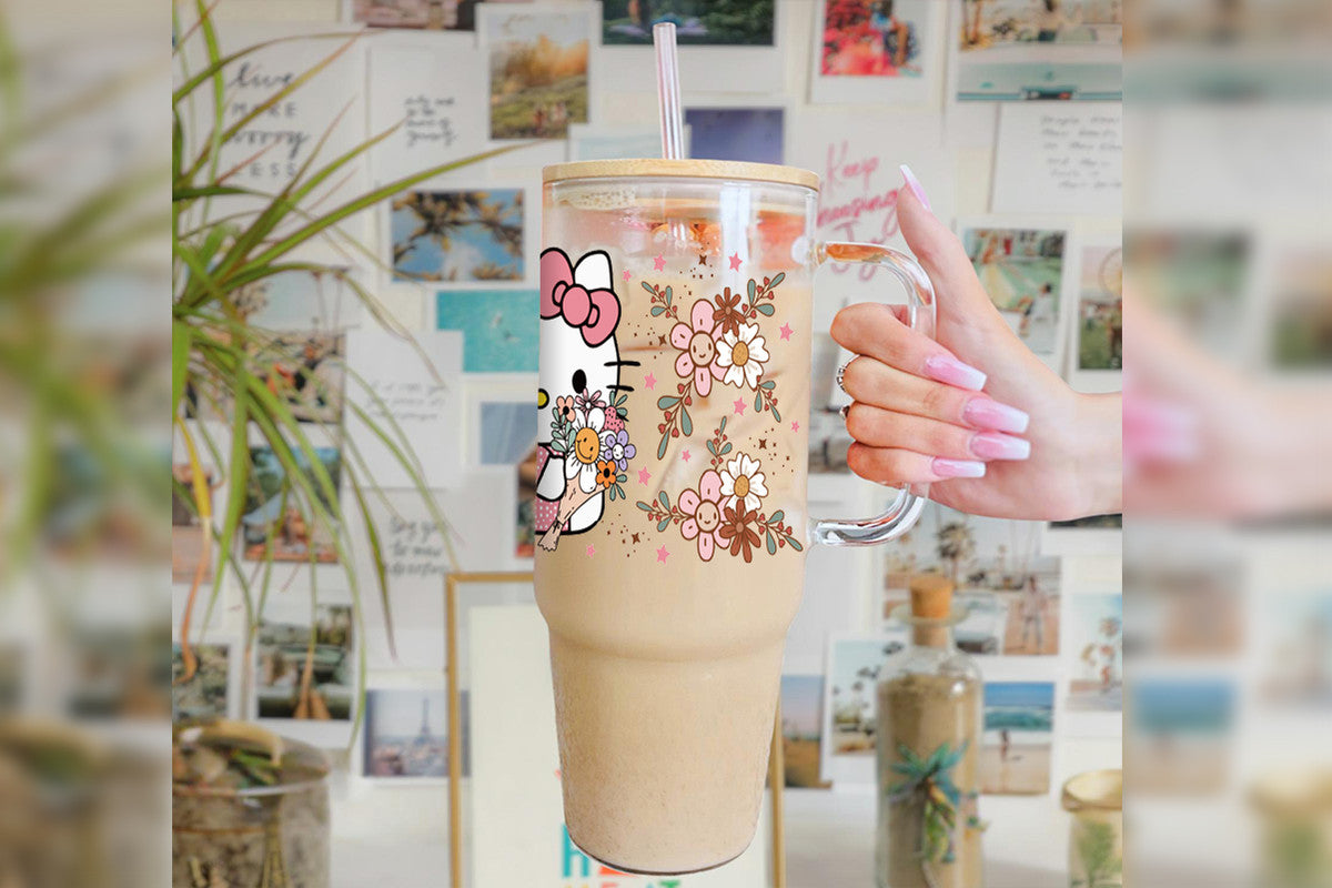 Hello Kitty 16oz Tumbler Cup With Bamboo Lid And Straw,
