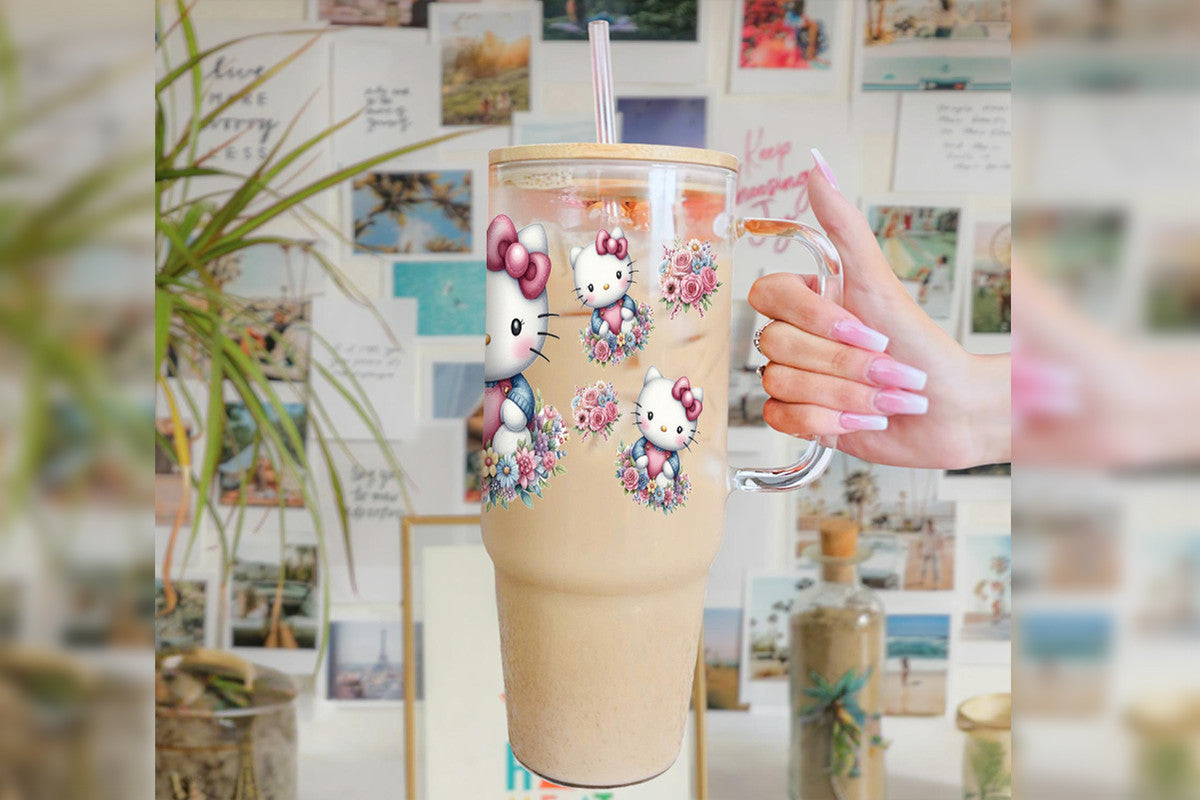 Hello Kitty 16oz Tumbler Cup With Bamboo Lid And Straw,