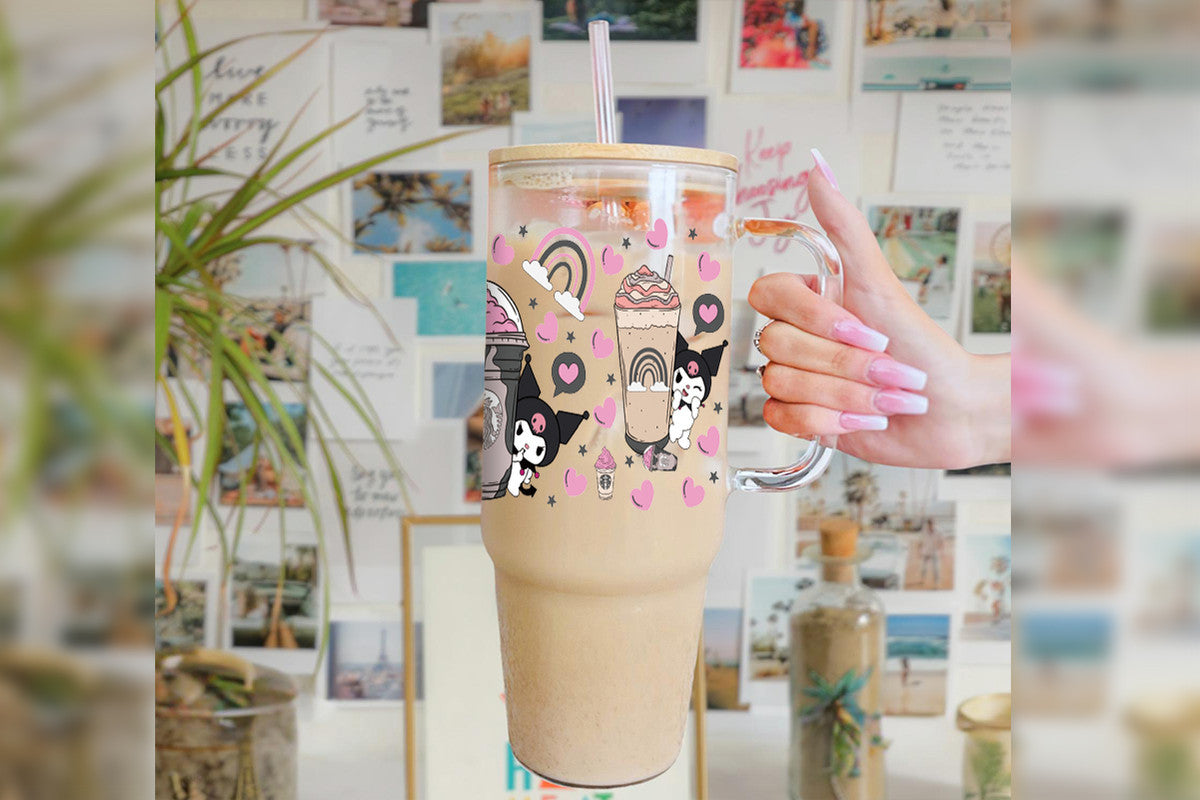Kuromi 16oz Tumbler Cup With Bamboo Lid And Straw,