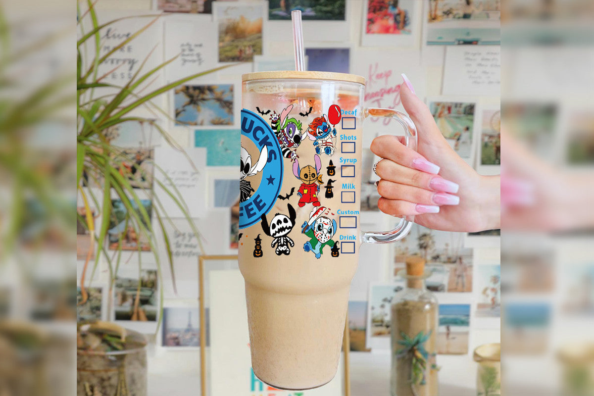 Stitch 16oz Tumbler Cup With Bamboo Lid And Straw,