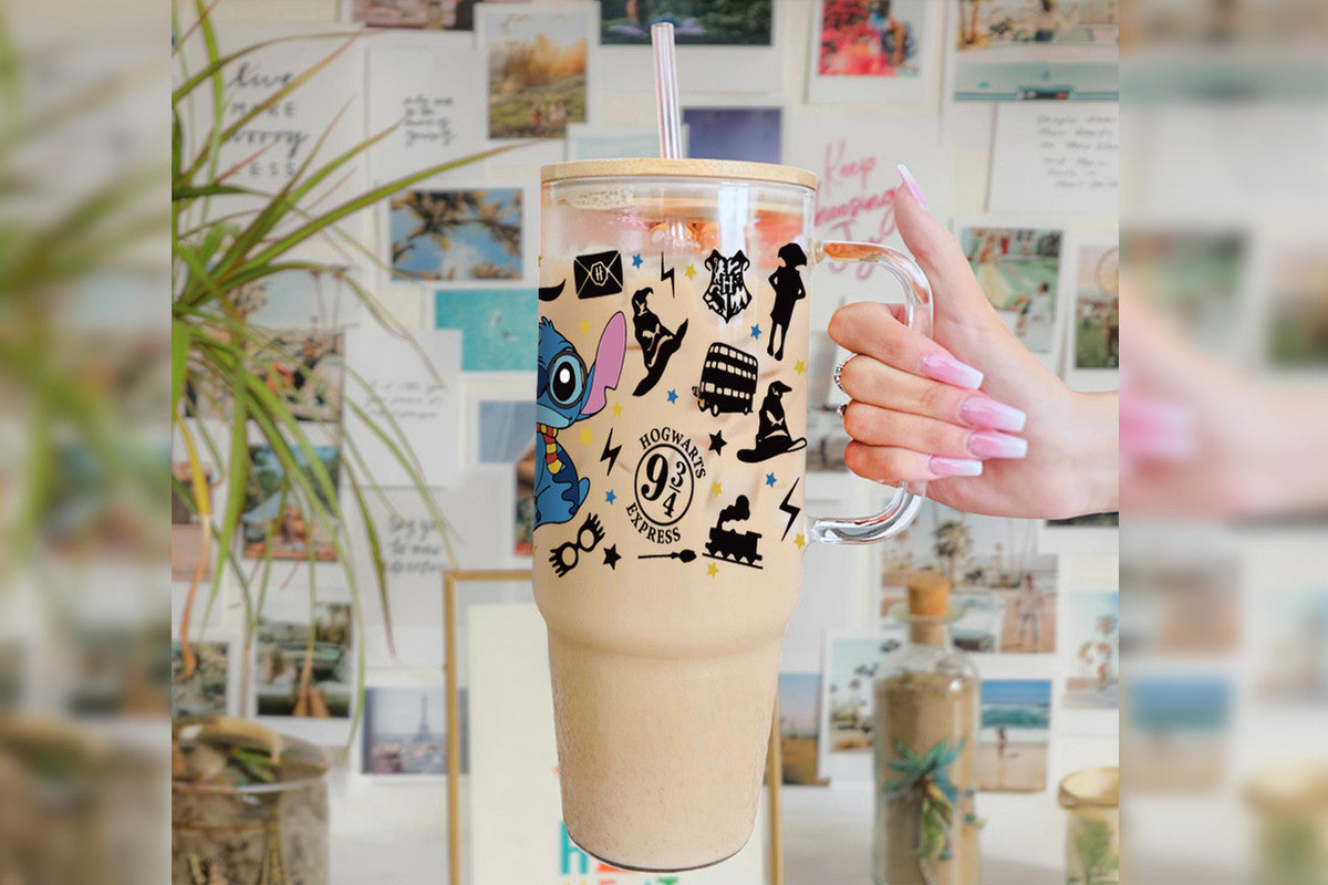 Stitch 16oz Tumbler Cup With Bamboo Lid And Straw,