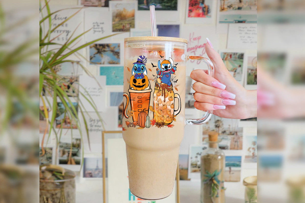 Stitch 16oz Tumbler Cup With Bamboo Lid And Straw,