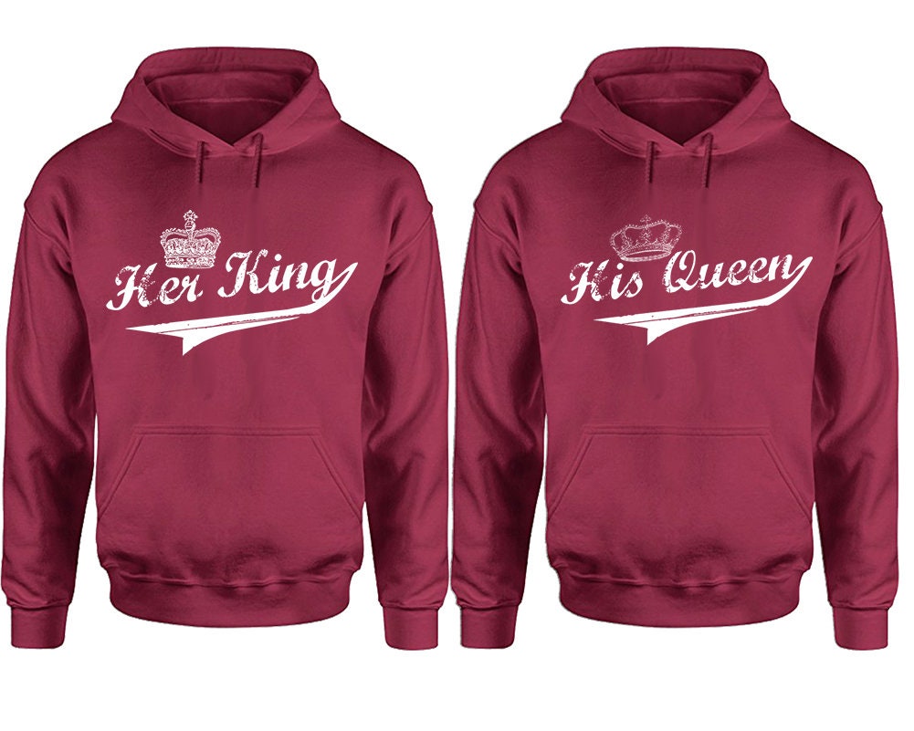 Her King His Queen Christmas gift hoodies, Crown Hoodies, Matching Couple Hoodies,  Pullover Hoodies Sold Separately