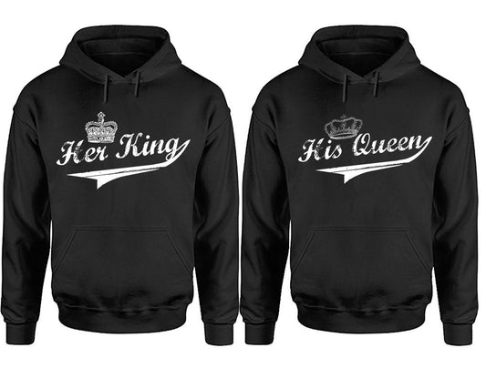 Her King His Queen Christmas gift hoodies, Crown Hoodies, Matching Couple Hoodies,  Pullover Hoodies Sold Separately