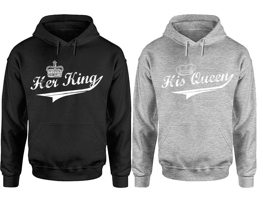 Her King His Queen Christmas gift hoodies, Crown Hoodies, Matching Couple Hoodies,  Pullover Hoodies Sold Separately