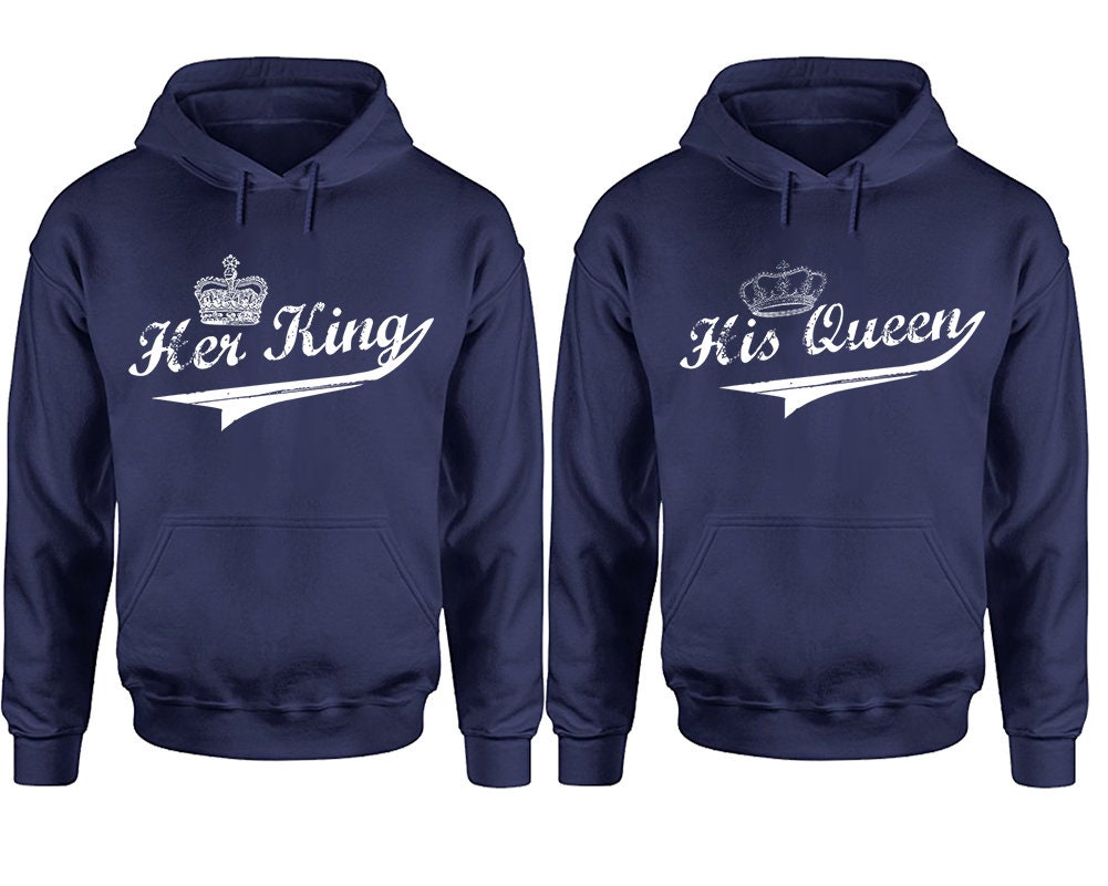 Her King His Queen Christmas gift hoodies, Crown Hoodies, Matching Couple Hoodies,  Pullover Hoodies Sold Separately