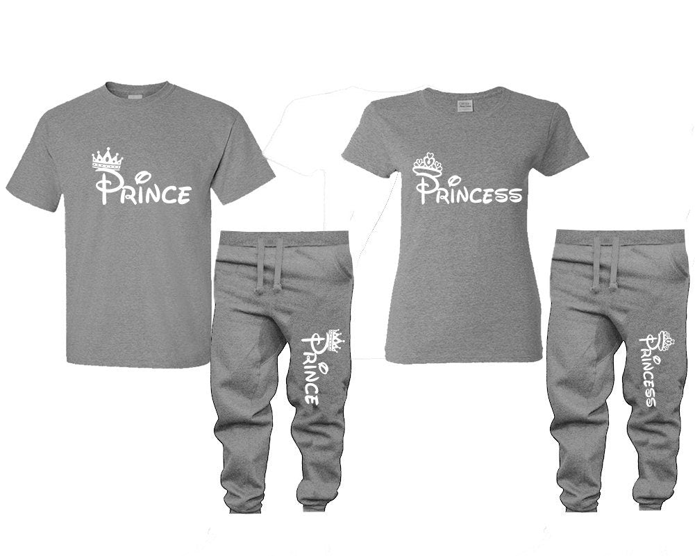 Prince Princess tracksuit Shirts Couple Shirts,  Matching Unisex Joggers Couple clothing 4 items sold separately