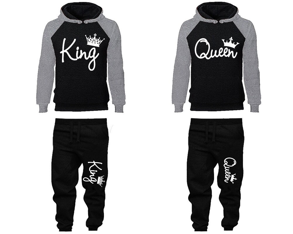 King Queen Hoodie Jogger pants Christmas sweaters Clothing, Women Joggers Men Joggers King Queen Hoodies Matching 4 items Sold Separately