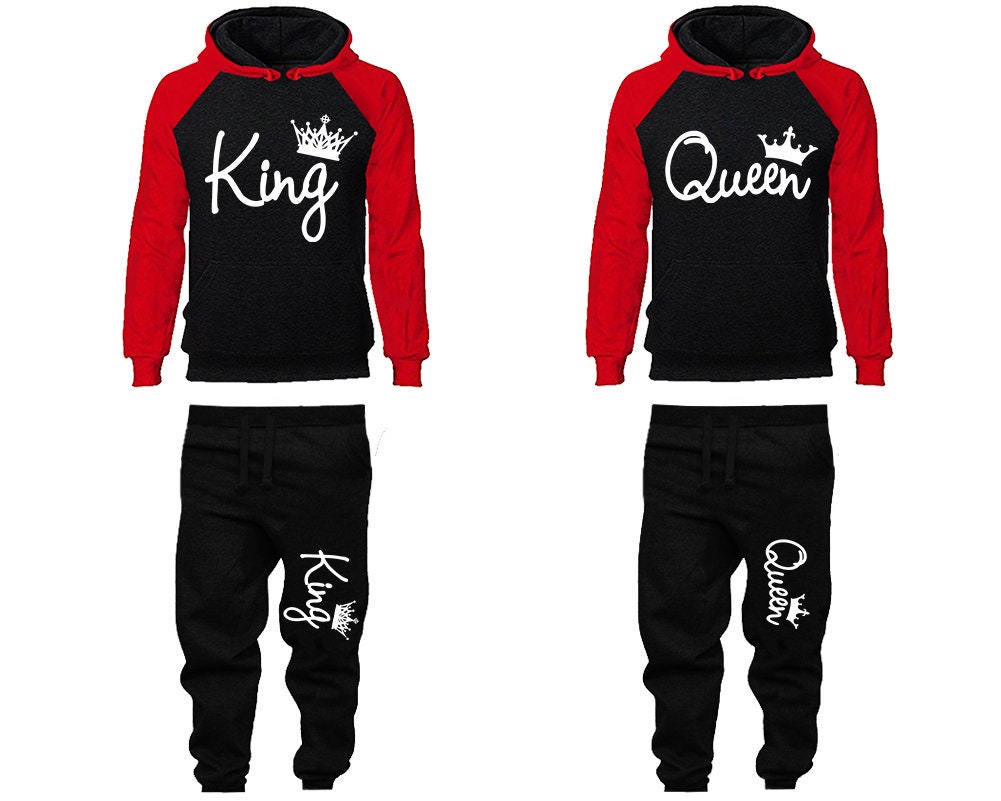 King Queen Hoodie Jogger pants Christmas Clothing, Women Joggers Men Joggers King Queen Hoodies Matching 4 items Sold Separately