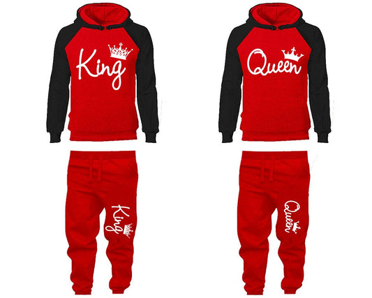 King Queen Hoodie Jogger pants Christmas sweaters Clothing, Women Joggers Men Joggers King Queen Hoodies Matching 4 items Sold Separately