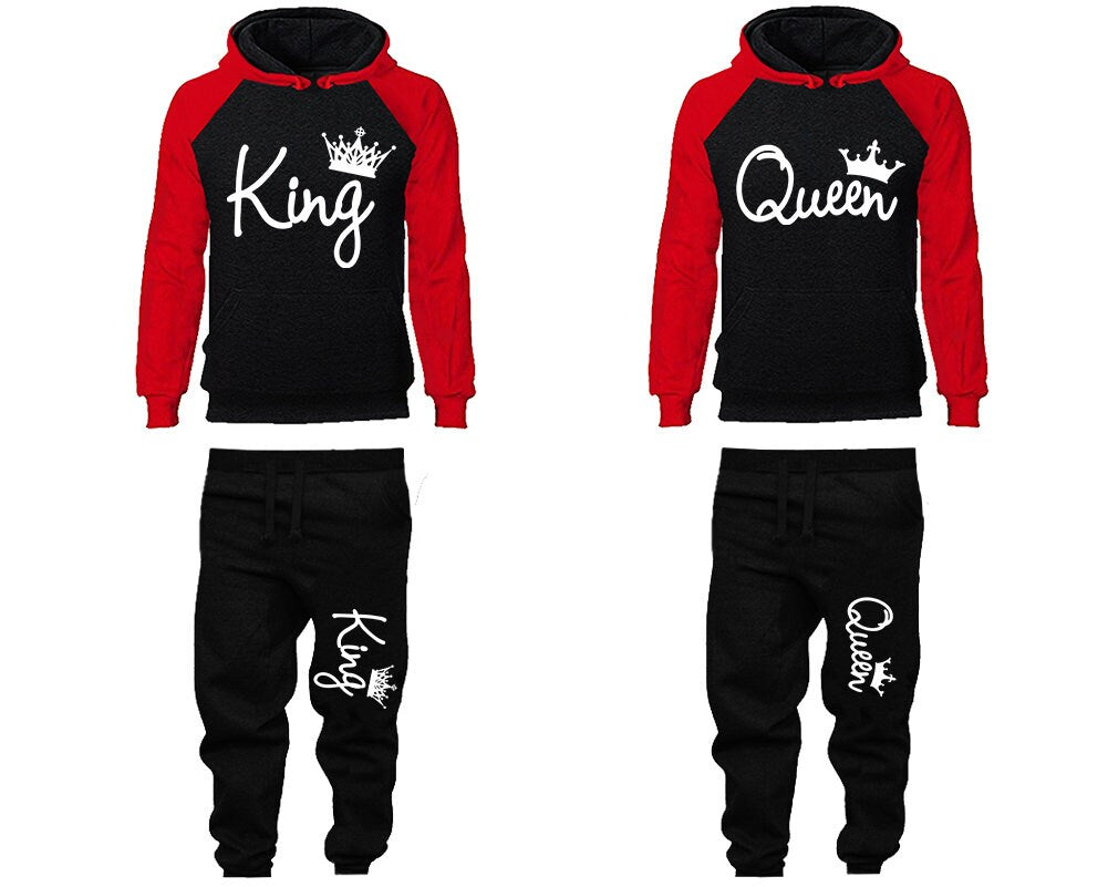 King Queen Hoodie Jogger pants Christmas sweaters Clothing, Women Joggers Men Joggers King Queen Hoodies Matching 4 items Sold Separately