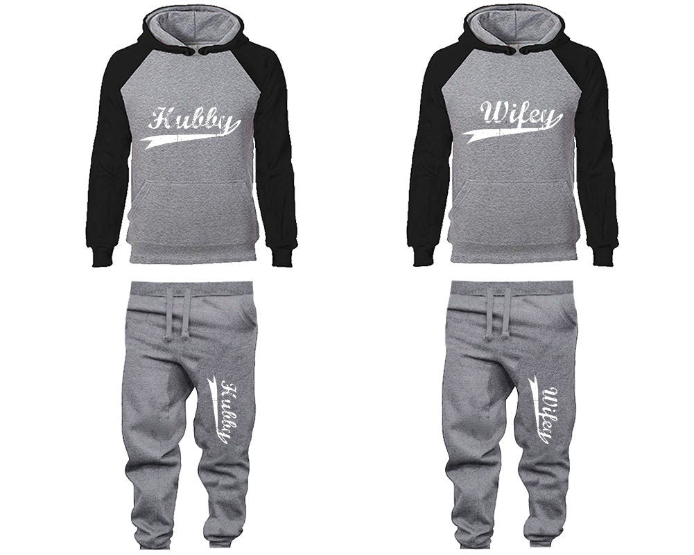 Hubby Wifey Christmas Hoodie Jogger pants Clothing, Women Joggers Men Joggers King Queen Hoodies Matching 4 items Sold Separately