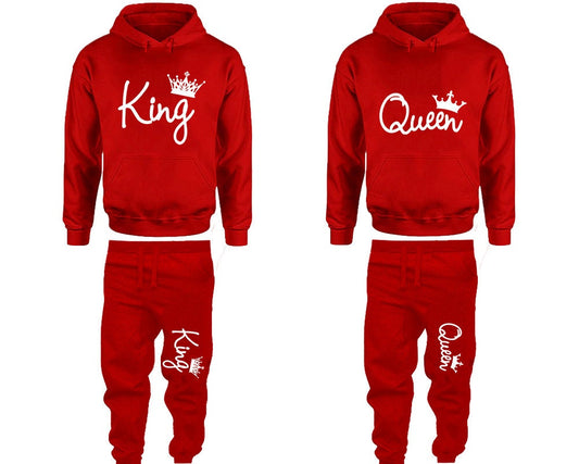 King Queen Hoodie Jogger Christmas Couple Clothing, Women Joggers Men Joggers King Queen Hoodies Matching 4 items Sold Separately