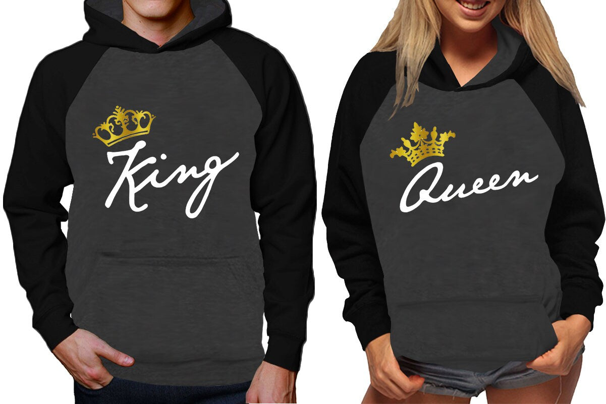 King Queen gold foil crown  Hoodies  sweaters Christmas hoodies, Married couple outfits, Sweatshirt Pullover Hoodies SOLD Separately!