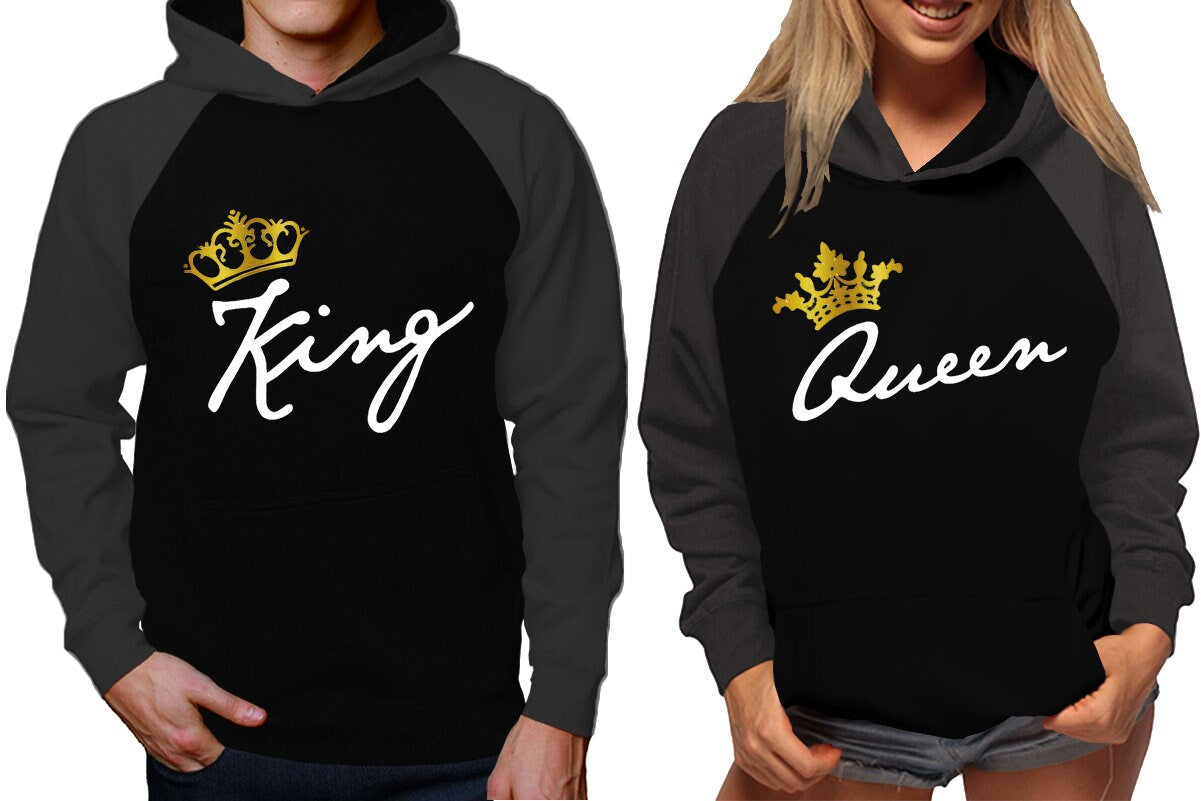 King Queen gold foil crown  Hoodies  sweaters Christmas hoodies, Married couple outfits, Sweatshirt Pullover Hoodies SOLD Separately!