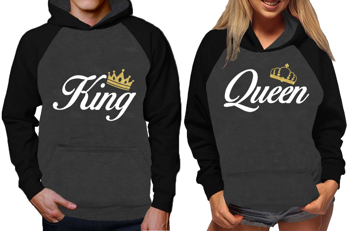 King Queen gold glitter crown  Hoodies  sweaters Christmas hoodies, Married couple outfits, Sweatshirt Pullover Hoodies SOLD Separately!