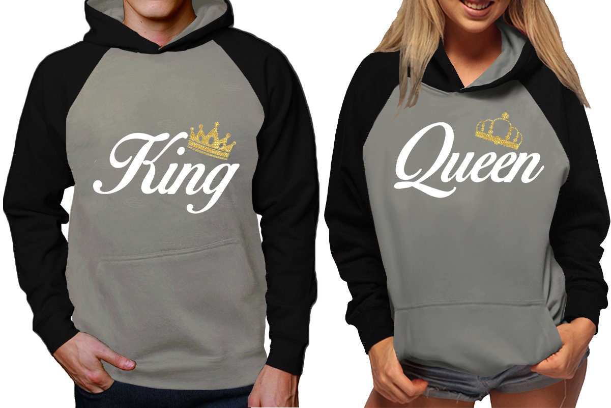 King Queen gold glitter crown  Hoodies  sweaters Christmas hoodies, Married couple outfits, Sweatshirt Pullover Hoodies SOLD Separately!