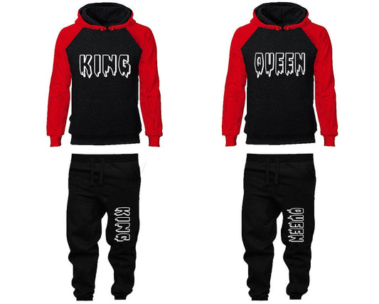 king queen Couple Hoodie Jogger pants Christmas, Clothing, Women Joggers Men Joggers King Queen Hoodies Matching 4 items Sold Separately
