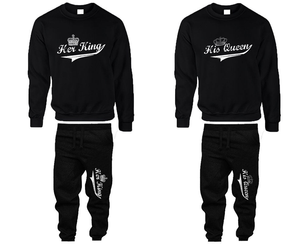 Her king His Queen Christmas Crewneck sweaters Jogger pants  Clothing, Women Joggers Men Joggers  Matching 4 items Sold Separately