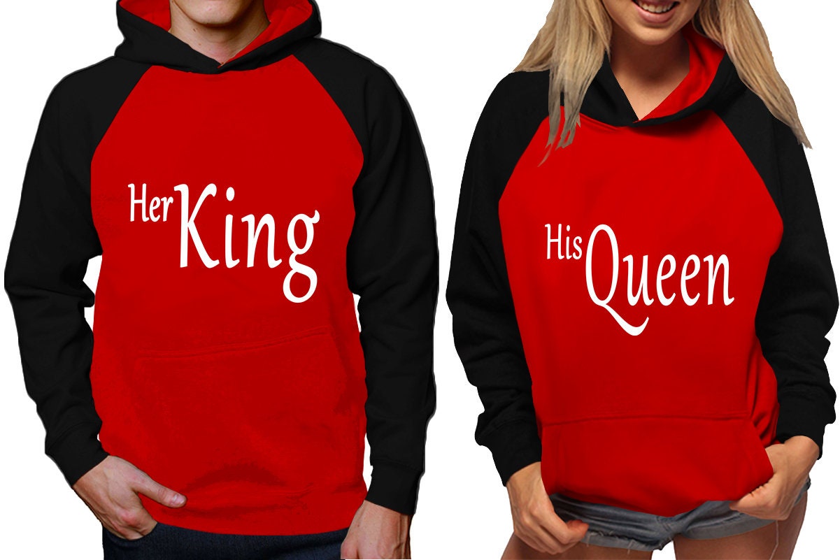 King Queen Couple Hoodies, Christmas hoodies, Married couple outfits, Her King His Queen, Sweatshirt Pullover Hoodies SOLD Separately!!!