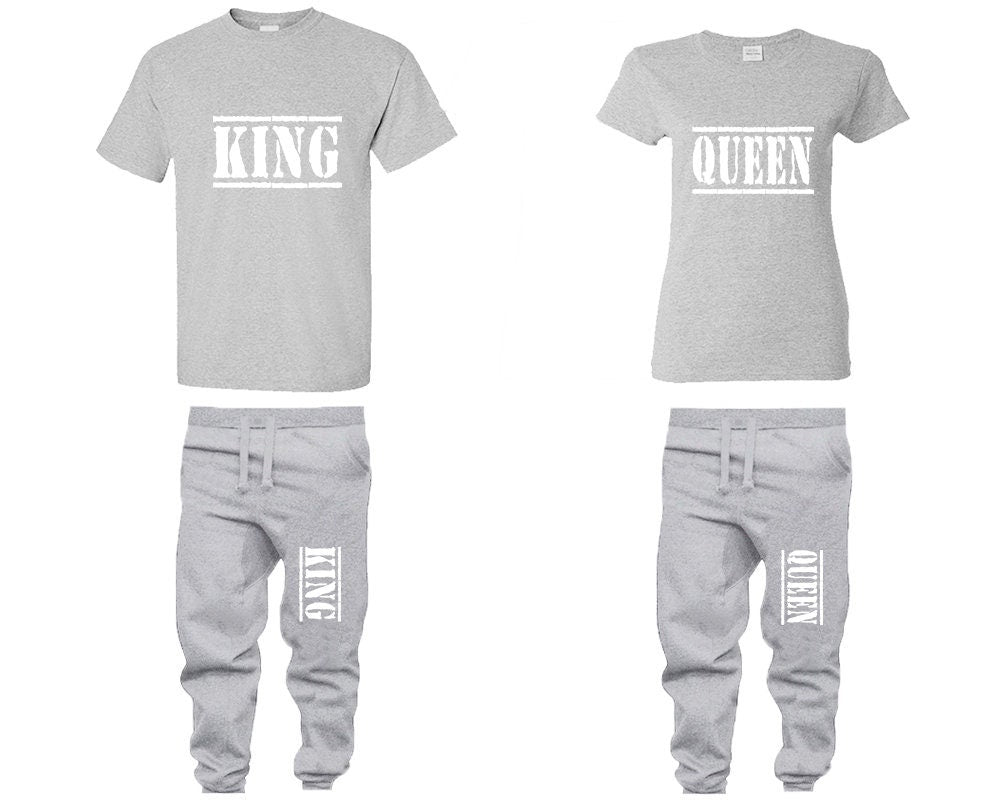 King Queen hubby wifey  Christmas shirts Matching Unisex Joggers Couple 4 items sold separately