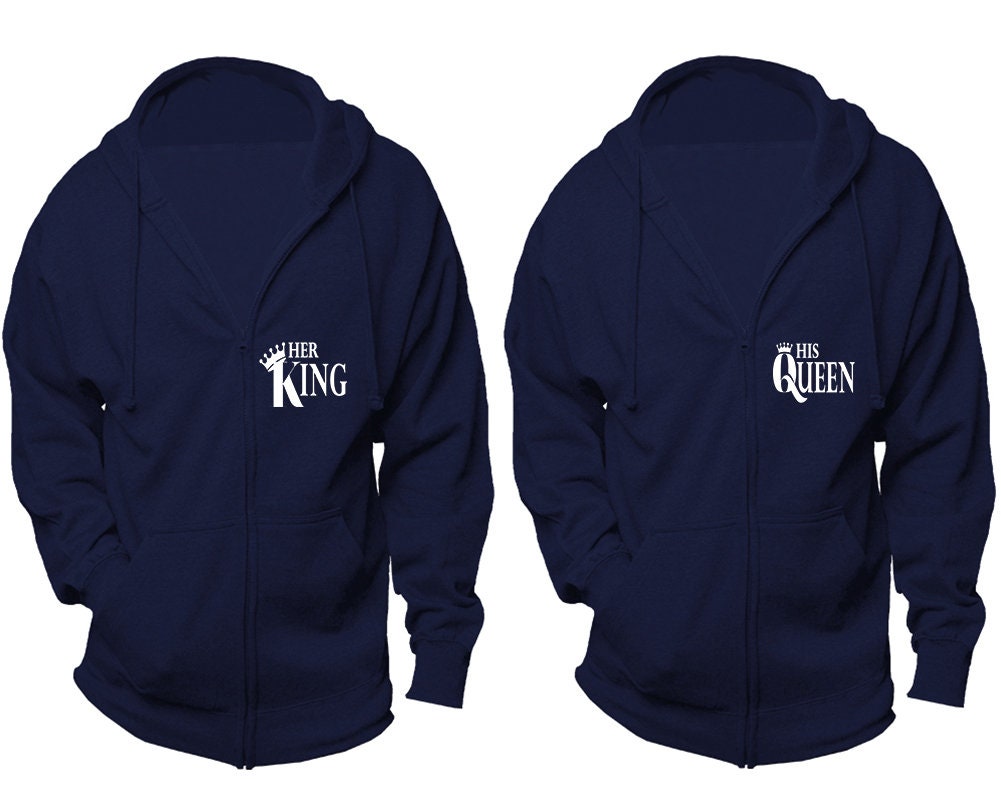 King Queen Couple jacket outfits matching zip up hoodies, Couple hoodies, Couple jackets, christmas jackets sold separately