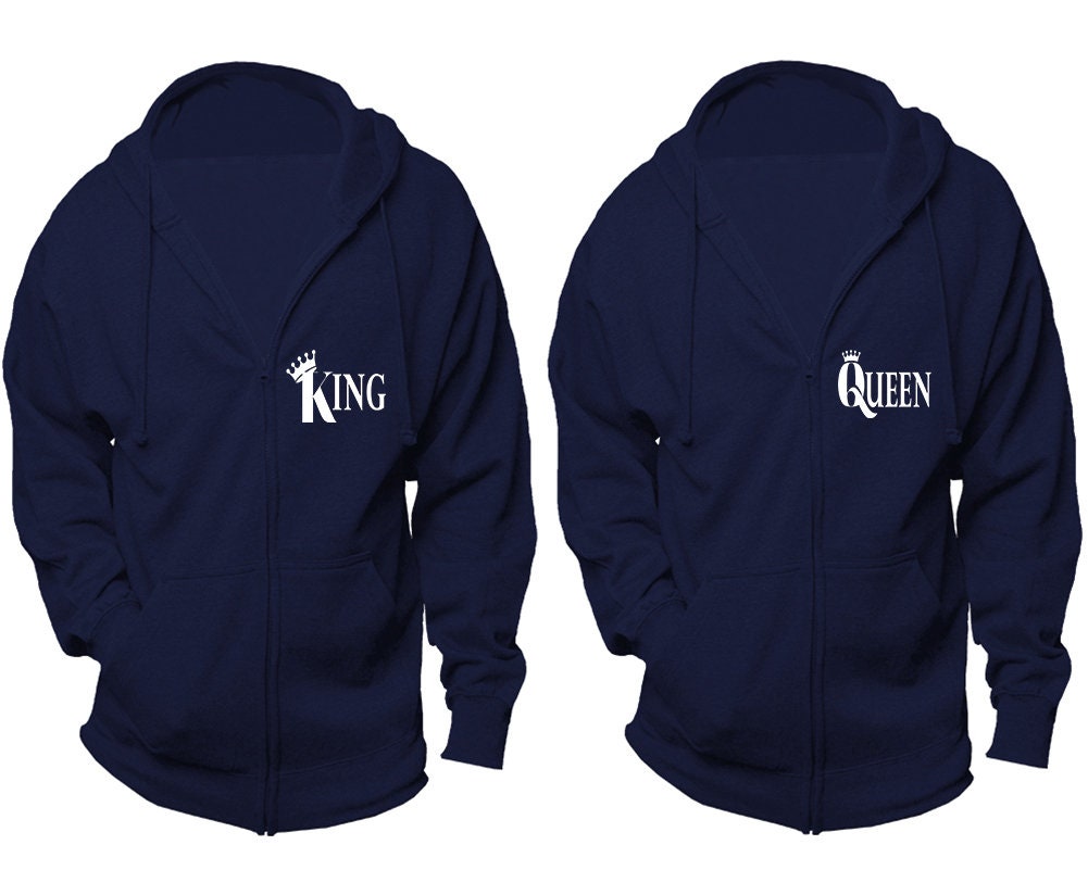 King queen Christmas outfits for couples, zip up hoodies, christmas gift, Xmas party sold separately